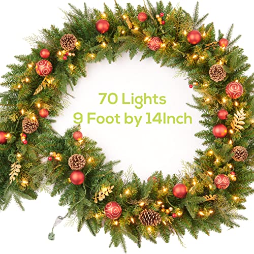 Pre-lit Christmas Garland 9ft with 50 LED Lights B458889