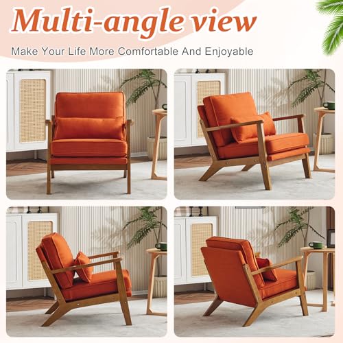 Solid Wood Accent Chair with Pillow, Set of 2, Navy Blue R49005