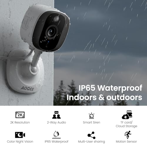 2K Home Security Camera, Indoor/Outdoor, Color Night Vision E889819