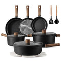 CAROTE 16pcs Pots and Pans Set Non Stick, Nonstick Kitchen Cookware Sets, Induction Cookware Sets with Stay-Cool Handle, Black