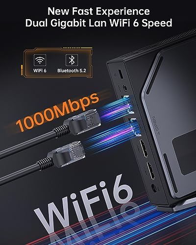 Mini PC Win 11 Pro, 16GB DDR4 512GB SSD, Dual LAN, WiFi 6, 4K Dual Display H76809
