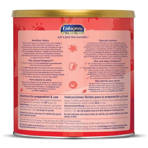 Toddler Nutritional Drink Powder with DHA and Prebiotics, Non-GMO, 24 Oz Can N160614