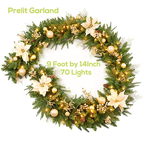Pre-lit Christmas Garland 9ft with 50 LED Lights B458889