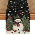 Snowman Christmas Birds Trees Table Runner, Winter Holiday Kitchen Dining Decoration, 13 x 72 Inch B443657
