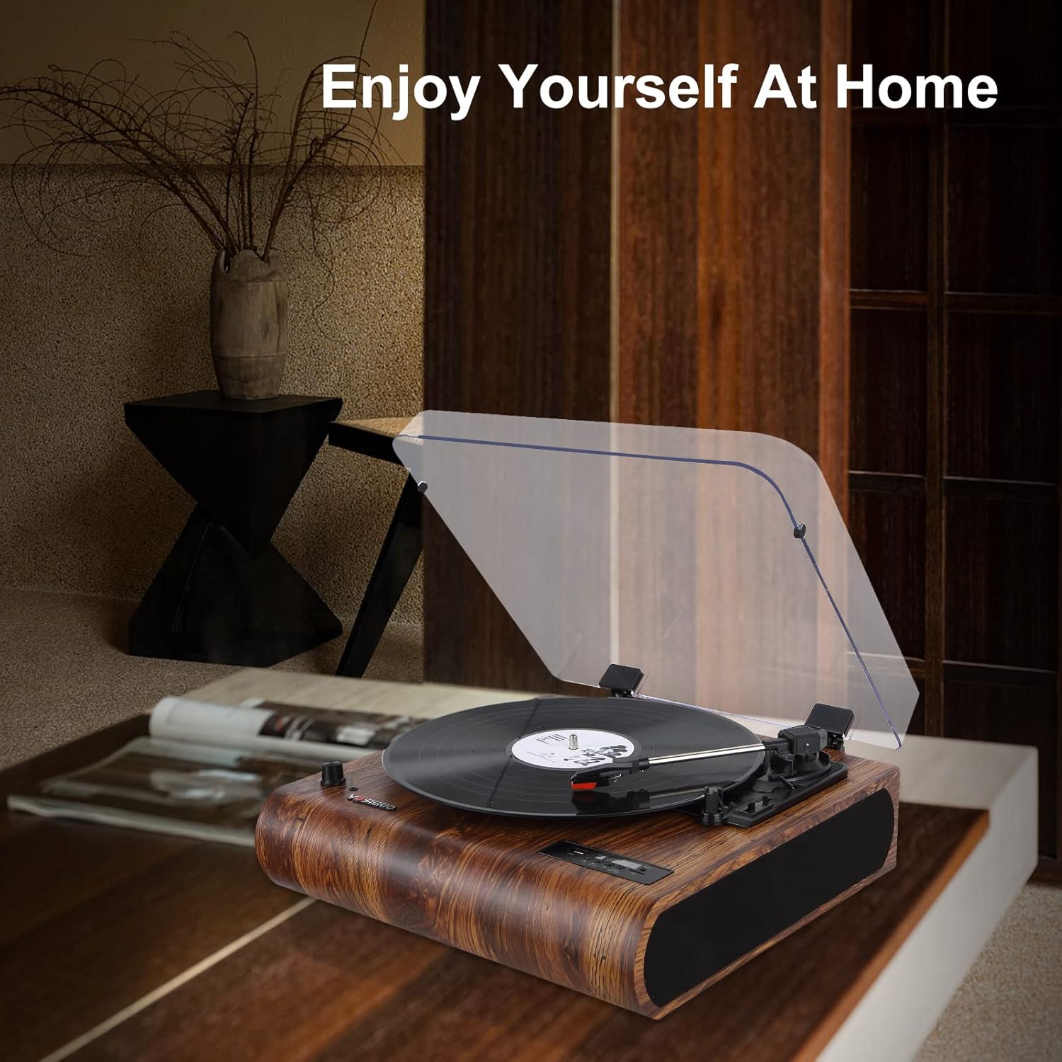 Bluetooth Turntable with Built-in Speakers, 3-Speed Vinyl Player T665671