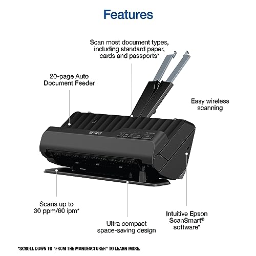 Wireless Compact Desktop Document Scanner with Auto Feeder L54226