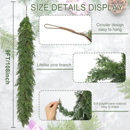 6 ft Christmas Cedar Garland - Realistic Greenery Cypress Artificial Pine Decor O44589