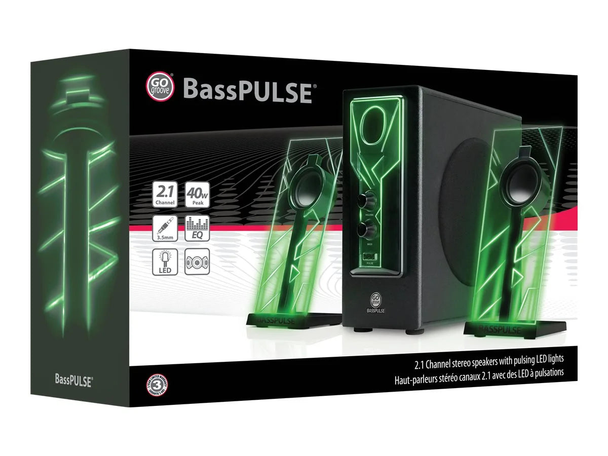 Computer Speakers with Stereo Sound and Green LED Glow Lights C715544