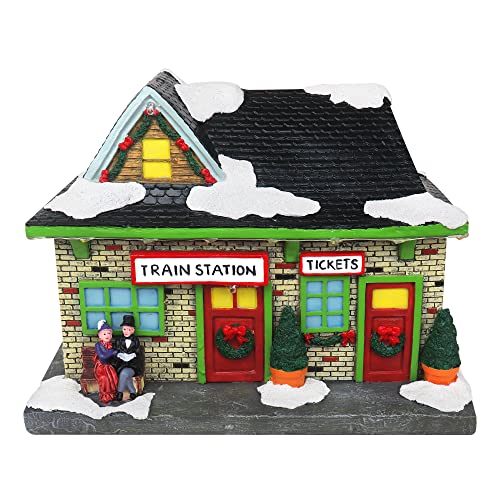 Lighted Musical Snow Village with Animated Kids Sledding A3584