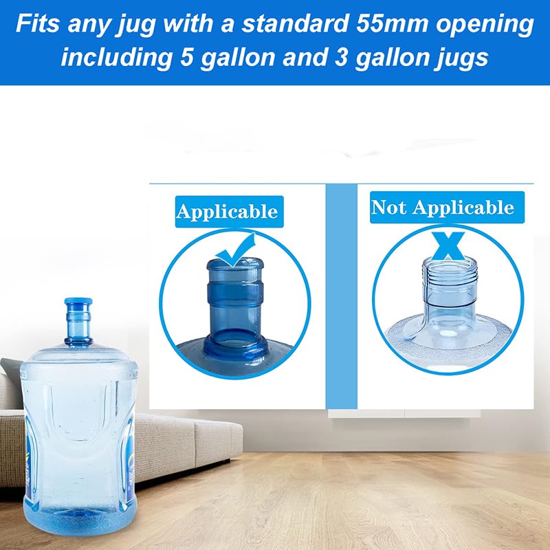 Water Jug Cap 5 Gallon, Silicone Reusable with Hang Loop, No Spill, 55mm, 2 Pack L992137