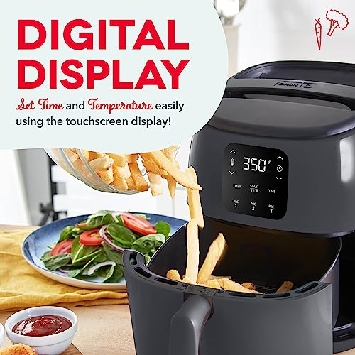 Electric Air Fryer Oven, 2.6 Qt., Grey, Compact Digital, Auto Shut Off S650981
