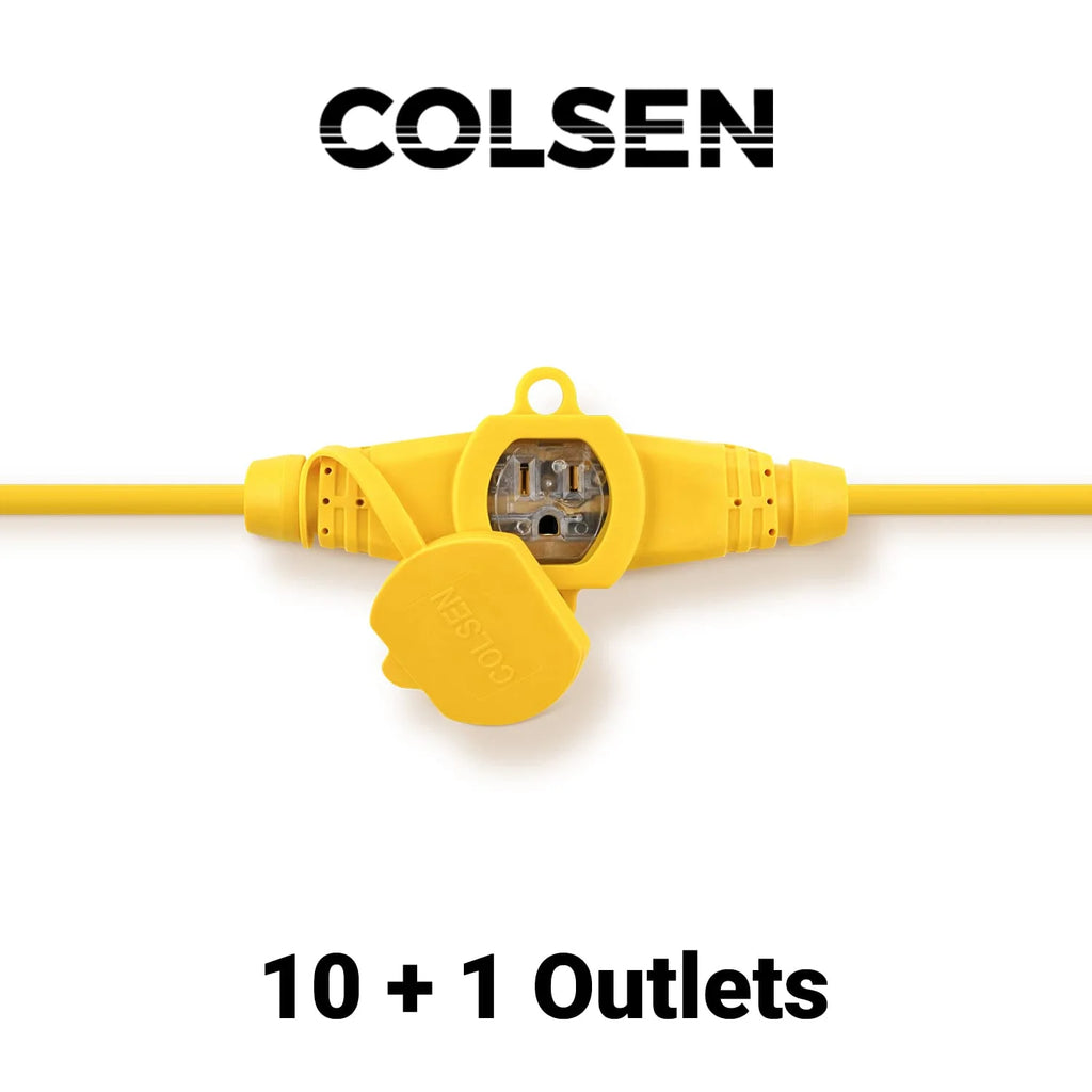 50ft Yellow Power Extension Cord 3 Prong Outlet with LED Indicator N82022