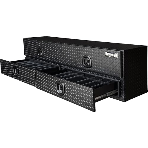 Aluminum Heavy-Duty Flatbed Truck Tool Box with Lower Door, Diamond Tread, 21 x 18 x 72 Inch G66991