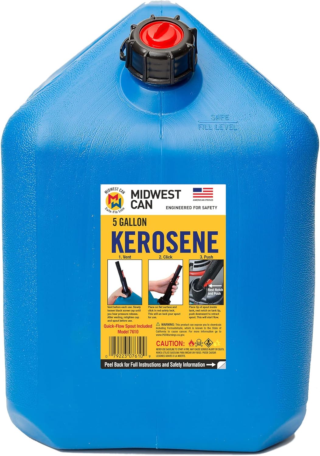 5-Gallon Kerosene Gas Can Container with Quick Spout, Blue (2 Pack) Q144