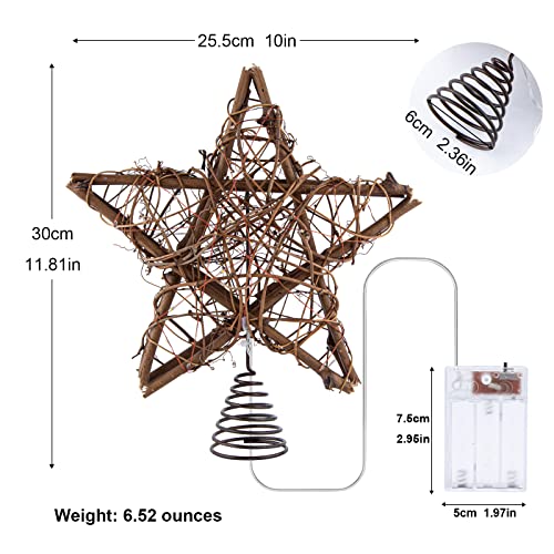 Rattan Star Christmas Tree Topper with 50 Warm LED Lights K600