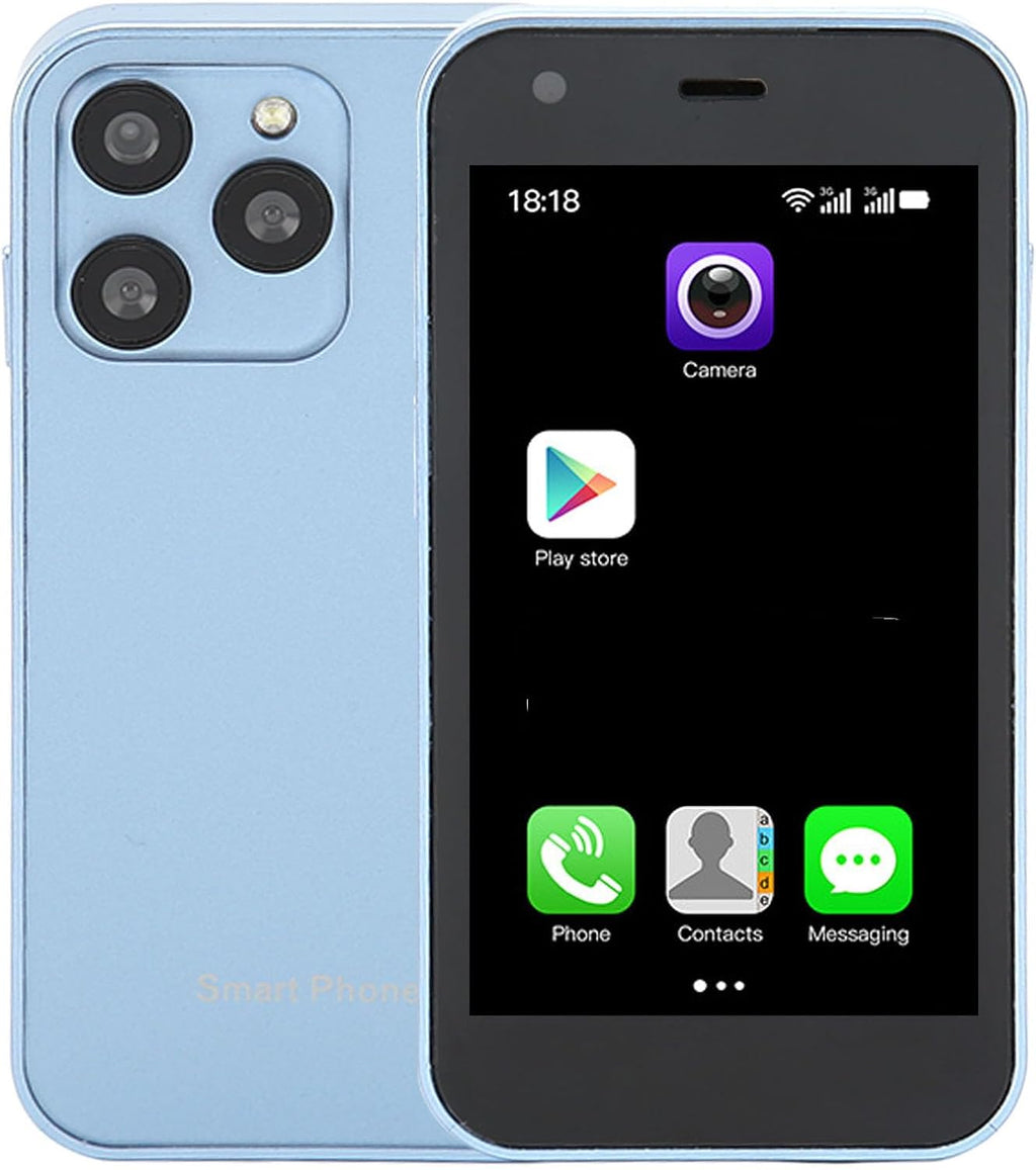 Acogedor Mini 3G Smartphone, 3.0 Inch SOYES XS15 Mini Smartphone with HD Camera, Quad Core, Dual Sim, WiFi, Cute Smartphone, 2GB 16GB Slim Mobile Phone (Blue)