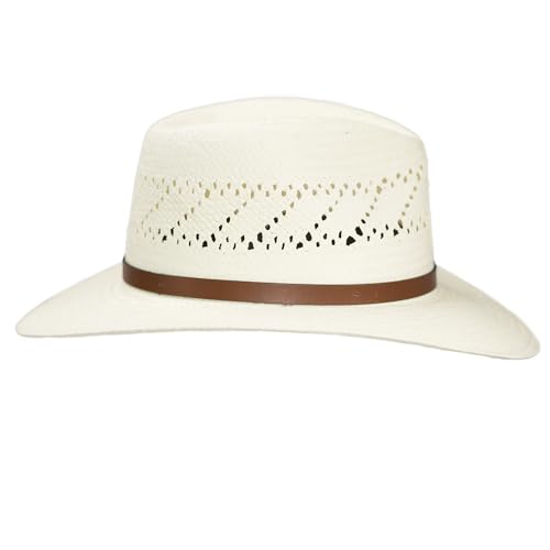 Straw Fedora Hat with Vented Panama Outback Style O88607