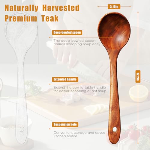 Natural Teak Wooden Spoons for Cooking, 10-Piece Kitchen Utensil Set I607645