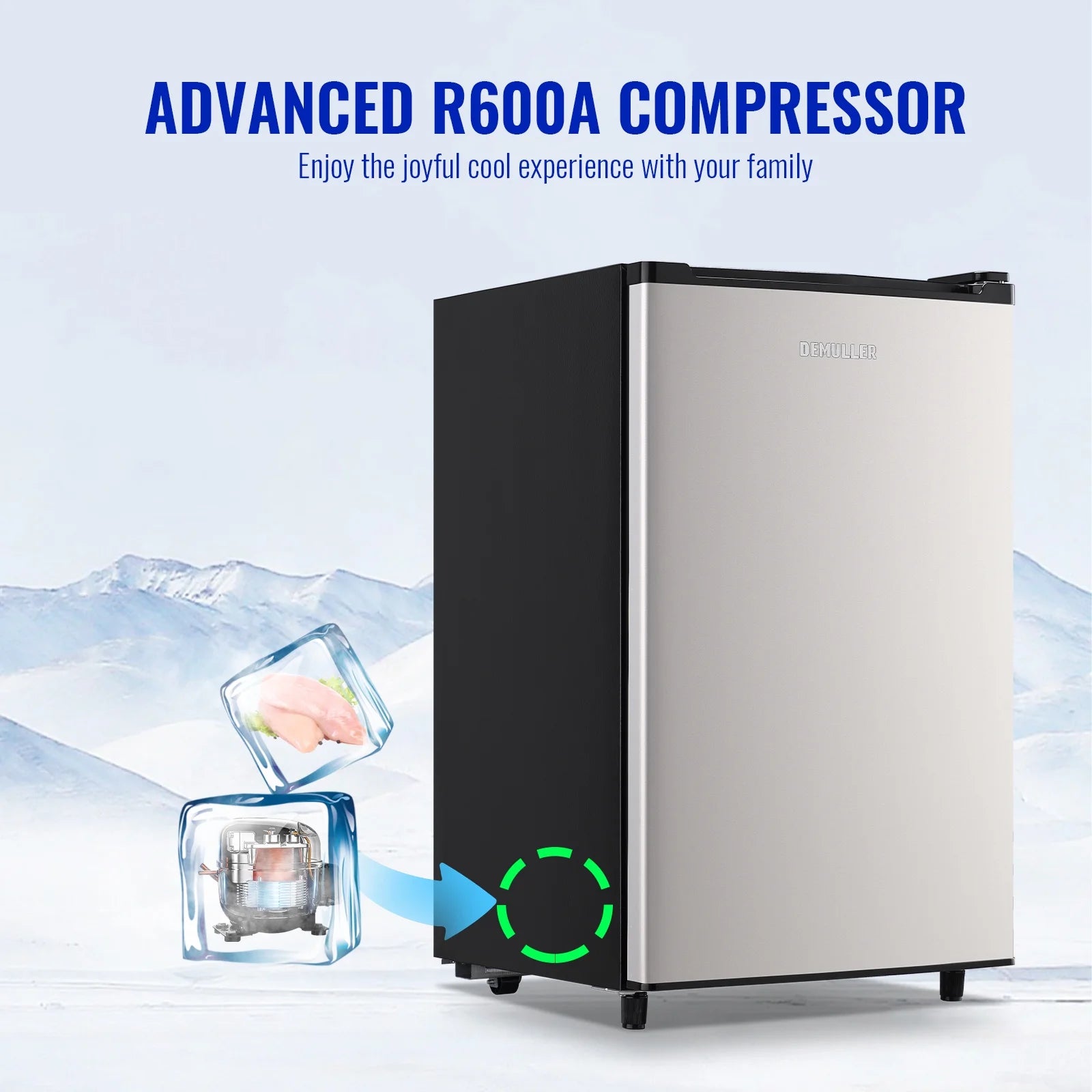 Single Door Compact Freezer with Adjustable Temperature Control, Silver U867561