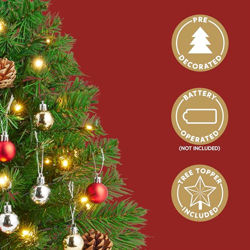 24" Mini Christmas Tree Tabletop Set with LED Lights and Star Treetop Z113832