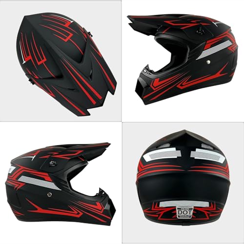 Kids Motocross Helmet with Goggles Gloves & Mask, Full Face DOT Certified O61794