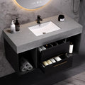 ZaHi Bathroom Vanity with Sink, 39.4'' Inches, Modern Vanity Floating Design Bathroom Vanity with Top(Black-Grey Marble Panel, Ceramic Sink,2 Cabinets, 2 Drawers)