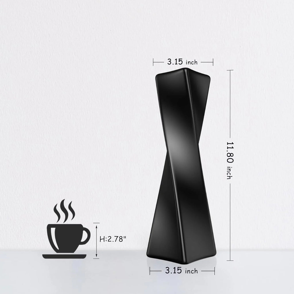 Black Ceramic Geometric Vase F139171
