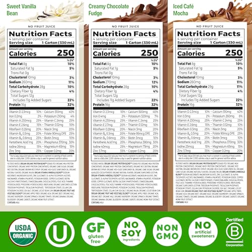 Organic Nutritional Protein Shake, Creamy Chocolate Fudge, 16g Whey Protein, 11 Fl Oz (12 Pack) A132724