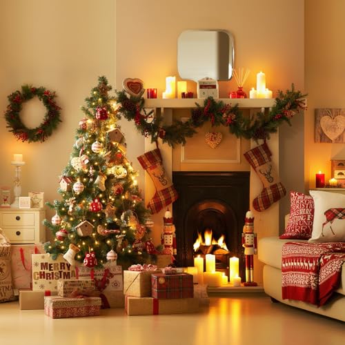 50ft Green Artificial Pine Christmas Garland for Indoor Outdoor Decor W5286