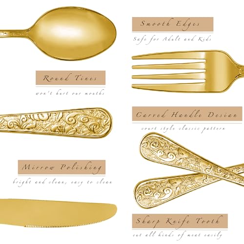Gold Stainless Steel 20 Piece Flatware Set with Fork Spoon and Knife T960