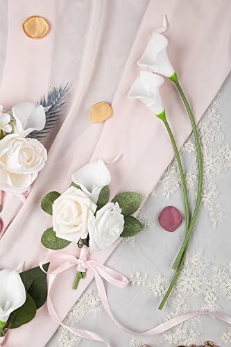 20 Pcs Real Touch Latex Artificial Calla Lily Flowers for Wedding Bouquet Home Decor N70790