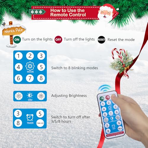 Solar Candy Cane Lights, 12 Pack, Waterproof, 8 Modes with Timer for Outdoor Decor Y605