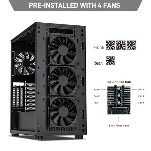 ATX NAS Mid Tower Computer Case with 4x120mm Fans, USB 3.0, 10x3.5" HDD + 3x2.5" SSD N57223