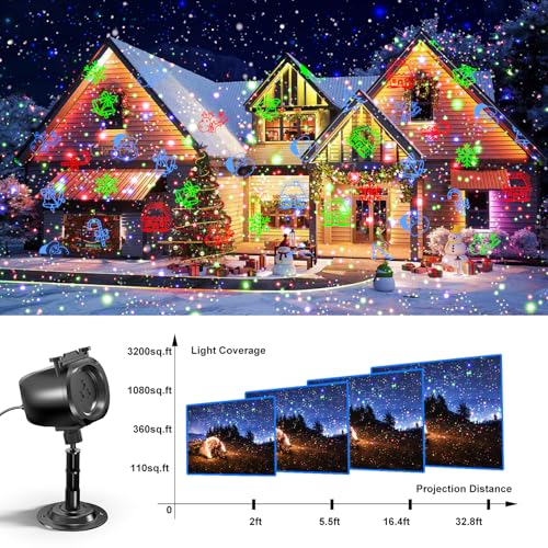 Christmas Laser Projector Light Outdoor, RGB Firefly Moving Lights, IP65 Waterproof for Garden Yard Party B711