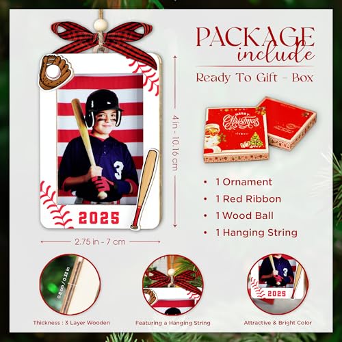 Christmas Ornament Picture Frame - Wooden Landscape Photo Frame for Tree U347