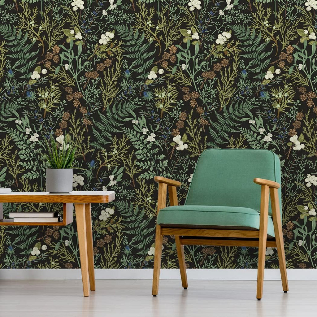Peel and Stick Wallpaper Black Floral Self Adhesive Removable R6518