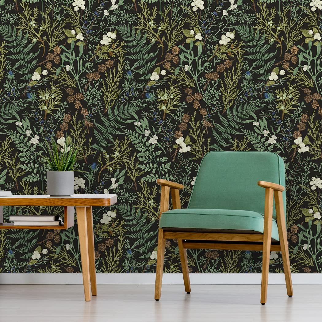 Peel and Stick Wallpaper Black Floral Self Adhesive Removable R6518