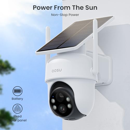 Wireless Outdoor Security Cameras, 4-Cam Kit, Solar Powered, 360° Pan & Tilt, 2K Color Night Vision M4408