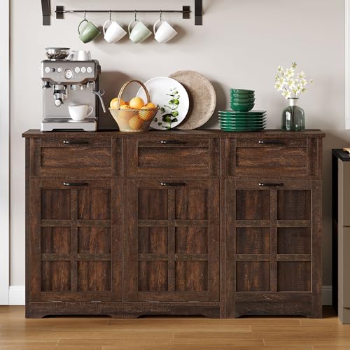 Tilt Out Trash Can Cabinet with Drawers, 20 Gallon, Brown Oak P82902