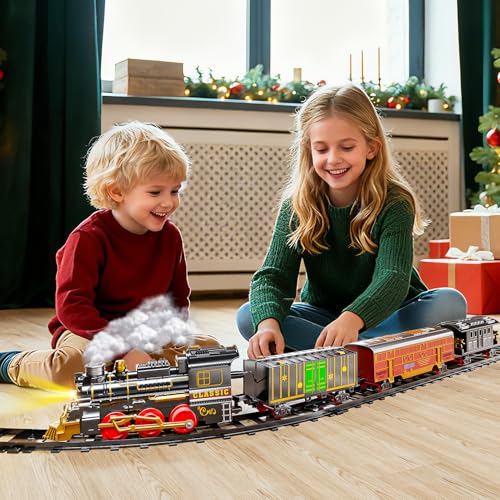 Electric Train Set for Kids with Smoke, Light and Sound, DIY Tracks L560