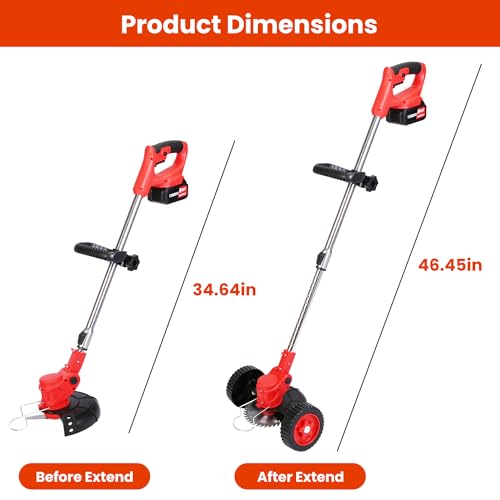 Cordless Grass Trimmer with Wheels, 3-in-1 Lawn Edger S8071