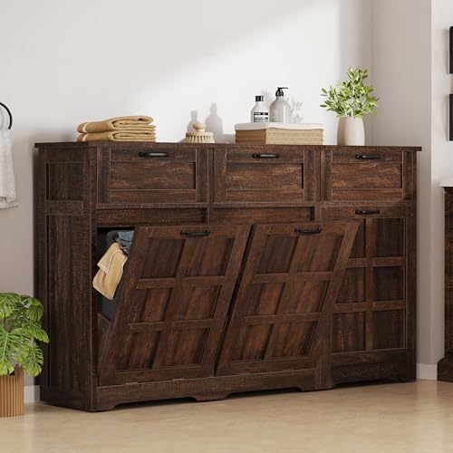 Tilt Out Trash Can Cabinet with Drawers, 20 Gallon, Brown Oak P82902