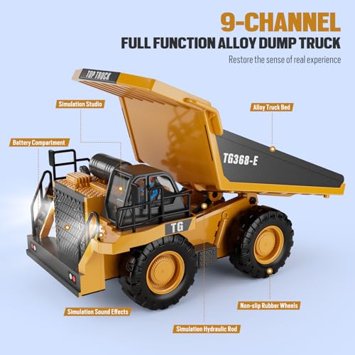 Remote Control Excavator Construction Toy for Boys with Metal Shovel and Lights J5730
