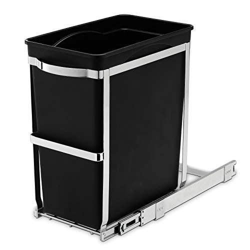 Dual Compartment Under Counter Recycling Bin and Trash Can K595