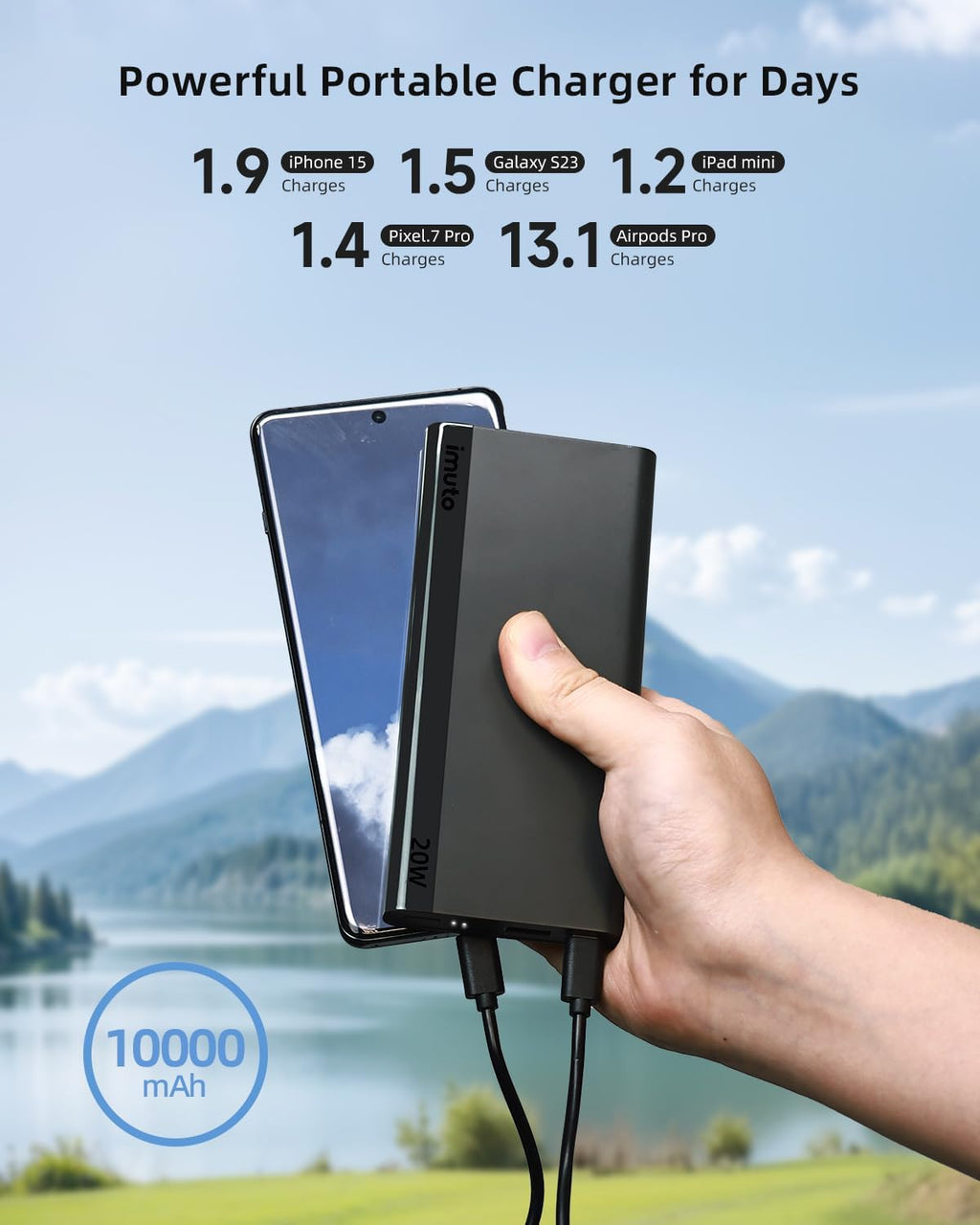 Slim 10000mAh Portable Charger 20W PD USB-C Fast Charging Power Bank L5994