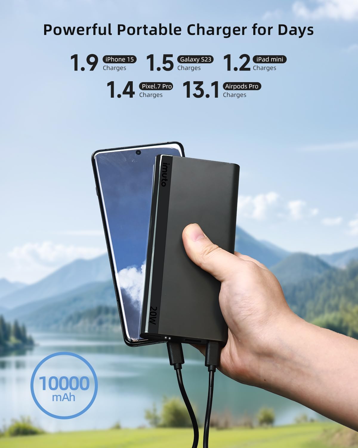 Slim 10000mAh Portable Charger 20W PD USB-C Fast Charging Power Bank L5994