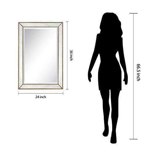 Antique Wall Mirror for Bathroom, Bedroom, Living Room, Ready to Hang, 24" x 54" D519