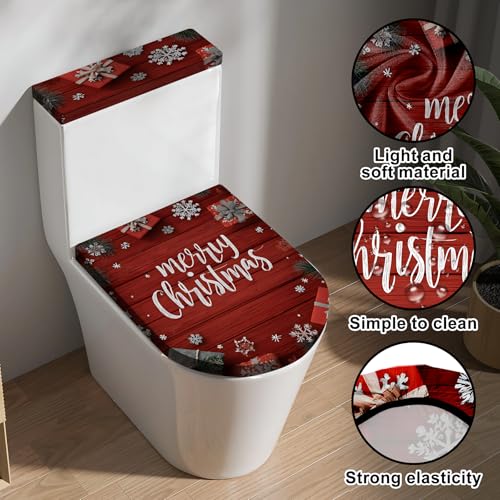 Christmas Toilet Lid Cover, Washable Seat and Tank Protector W1747