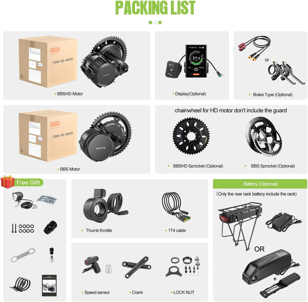Mid Drive Ebike Conversion Kit 48V 750W with 42T Chainring and Display W974955