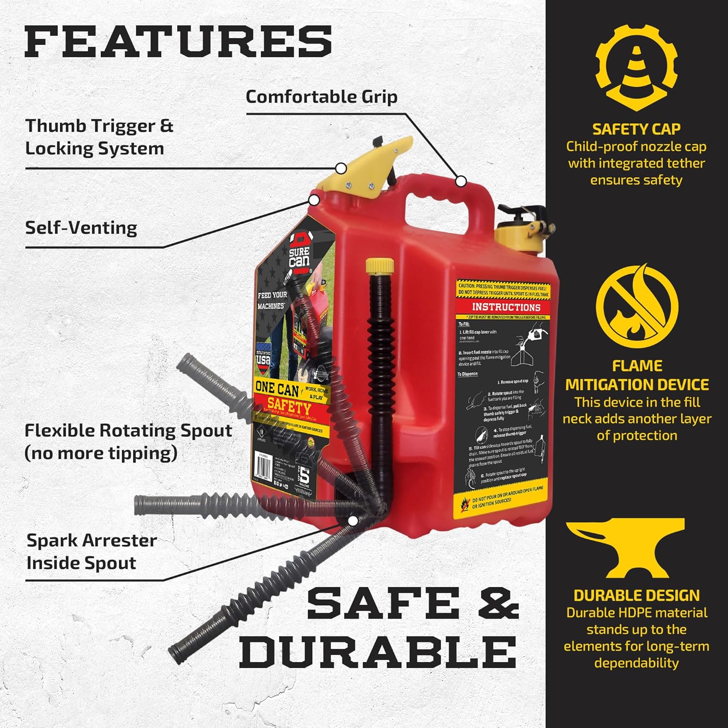 5 Gallon Safety Storage Can with Rotating Spout Y61366
